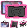 thumbnail image 4 of Elehold 3 Layers Multi-Functional Rugged Case for Galaxy Tab A7 Lite 8.7" SM-T220 T225 T227 8.7 Inch 2021,with Shockproof ResistantShoulder Strap Ring 360 Rotating Kickstand Case, Rose+Black, 4 of 8