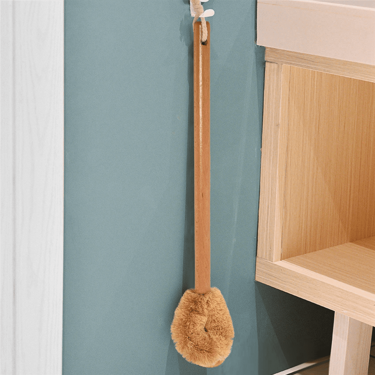 4X Updated Modern Version Toilet Bowl Brush, Natural Coconut Fiber Brush Head and Beechwood Handle with Hanging Hook