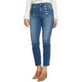 thumbnail image 2 of 1.STATE Womens Button Embelishment Straight Leg Jeans, Blue, 25, 2 of 2