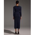 thumbnail image 3 of Vestido BELLA BARNETT Maxi azul de manga larga de tweed para mujer, 3 of 5
