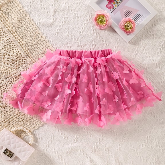 Toddler Girls Butterfly Tulle Tutu Skirt – Layered Princess Party Skirt (0-6Y)