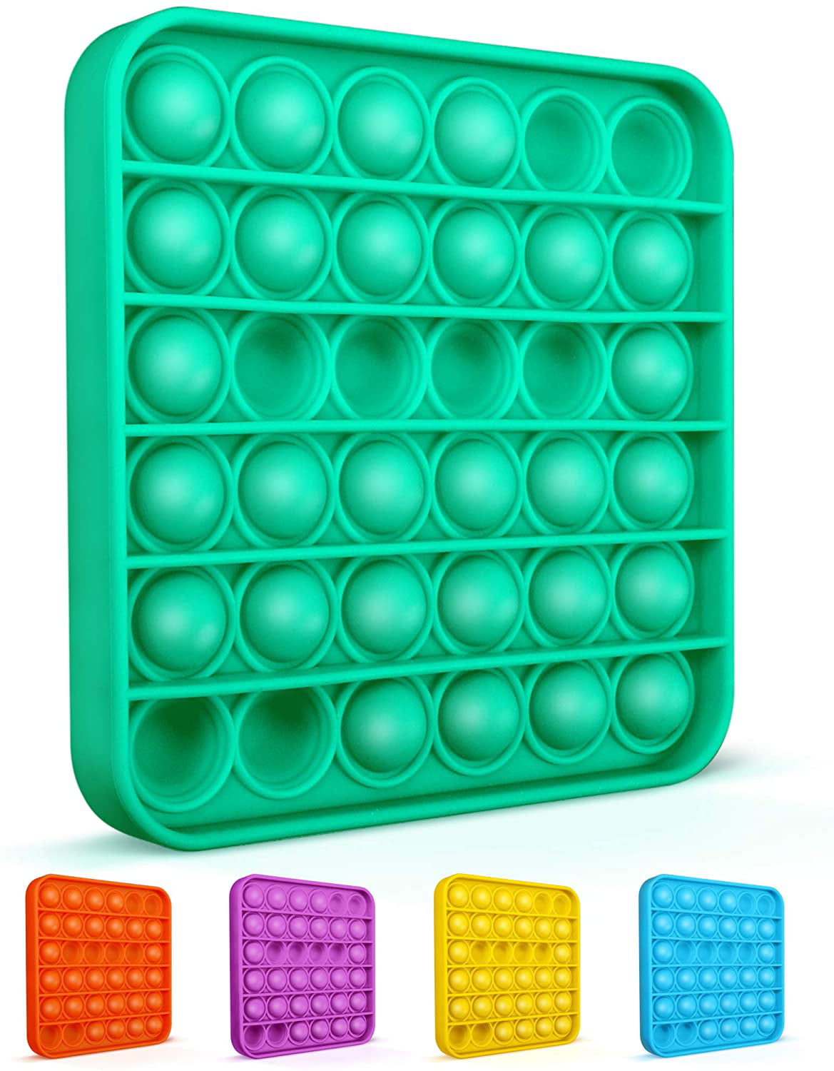 Green Square Silicone Stress Relief Toy for Kids and Adults Push Pop Bubble Fidget Toys,Pop It Fidget Sensory Toy 