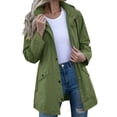 thumbnail image 3 of Zeliretfy Womens Long Waterproof Rain Jacket Windproof With Hood For Outdoor Hiking Travel Casual Wear Lightweight Rain Coat Trench Style Outerwear Coat, 3 of 10