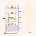 thumbnail image 3 of Satifur 5 Tier White Modern Bookshelf, Space-Saving Storage Rack with 2 Removable Drawers, Sturdy Structure for Bathroom, Home Office, 3 of 8