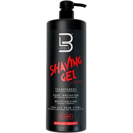 L3VEL3 Shaving Gel - Non-Foaming and Transparent Formula - Provides Clean, Smooth, and Precise Shave - No Hot Towel Necessary - Flame - 1000 ml