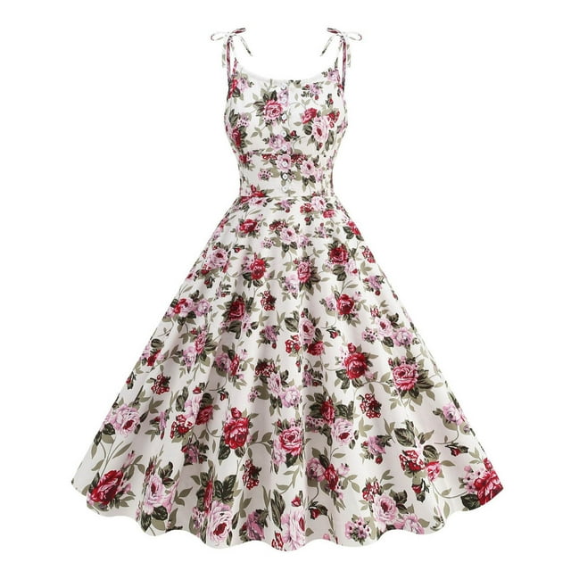 Vestido de Verano para las Mujeres, Botón Impreso Bolsillo sin Mangas Cuello en V Vestido de Ajuste Delgado Hecho de Poliéster Ligero para la Primavera, Vestido Sexy para las Mujeres