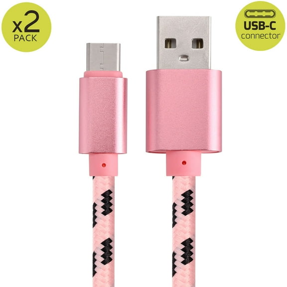 2x 10FT USB Type C Fast Charging Cable USB-C Type-C 3.1 Data Sync Charger Cable Cord For Samsung Galaxy S8 S8 Plus S9 S9 Plus S10 S10  S10e Nexus 5X 6P OnePlus LG G5 G6 G7 V20 HTC M10 Google Pixel XL