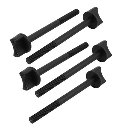 75mm Boot - 5 Pcs M6 x 75mm Thread Nylon Thumb Driven Hand Bolt Screws Black