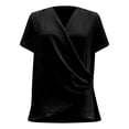 thumbnail image 5 of Daznico Women's Wrap Front V-Neck Top, Short Sleeve Casual Asymmetrical Hem Tee,M, 5 of 5