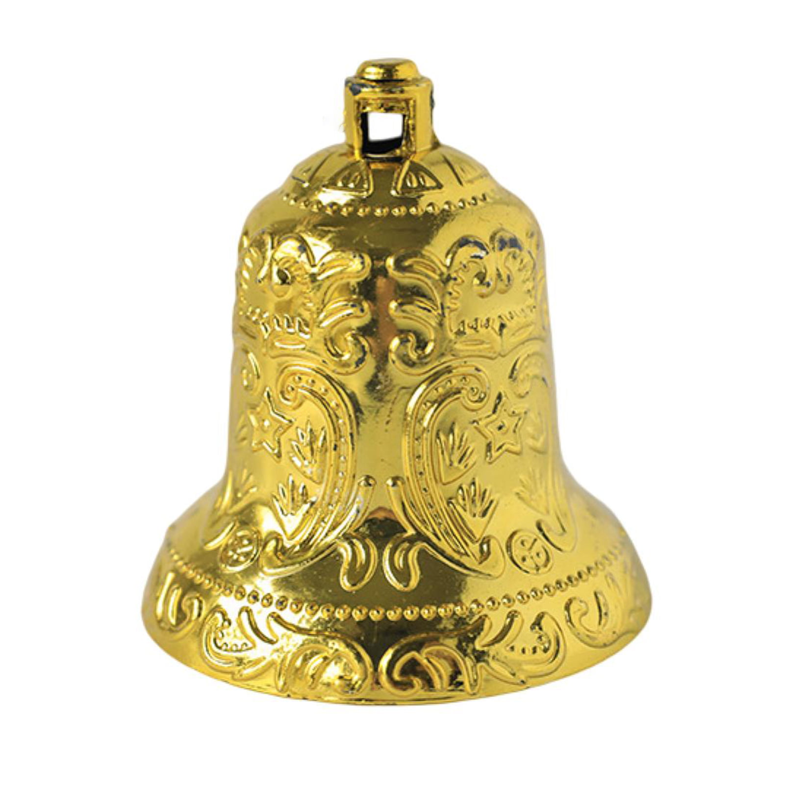 Wirlsweal 6/8/10cm Golden Exquisite Christmas Bell with Hanging Hole Unique  Texture Plastic Bell Pendant Xmas Decoration Party Supplies