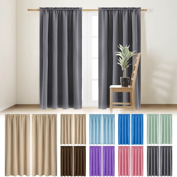 Djunllk Thermal Insulated Blackout Curtains for Bedroom Living Room Solid Light Blocking Drapes Kitchen Curtains, 1 Panels, 84" Long x 38" Wide Gray