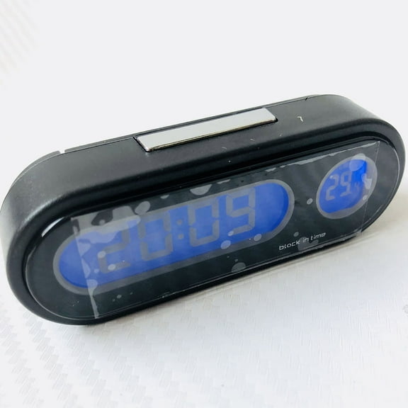 Masteelf Car Electronic Clock Thermometer Self-adhesive Back Light LED Thermometer for Auto Car