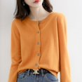 thumbnail image 4 of 1 Uds 2023 Otoño Invierno suéter cárdigan mujer cuello redondo corto ajustado suéter camisa de fondo, 4 of 5