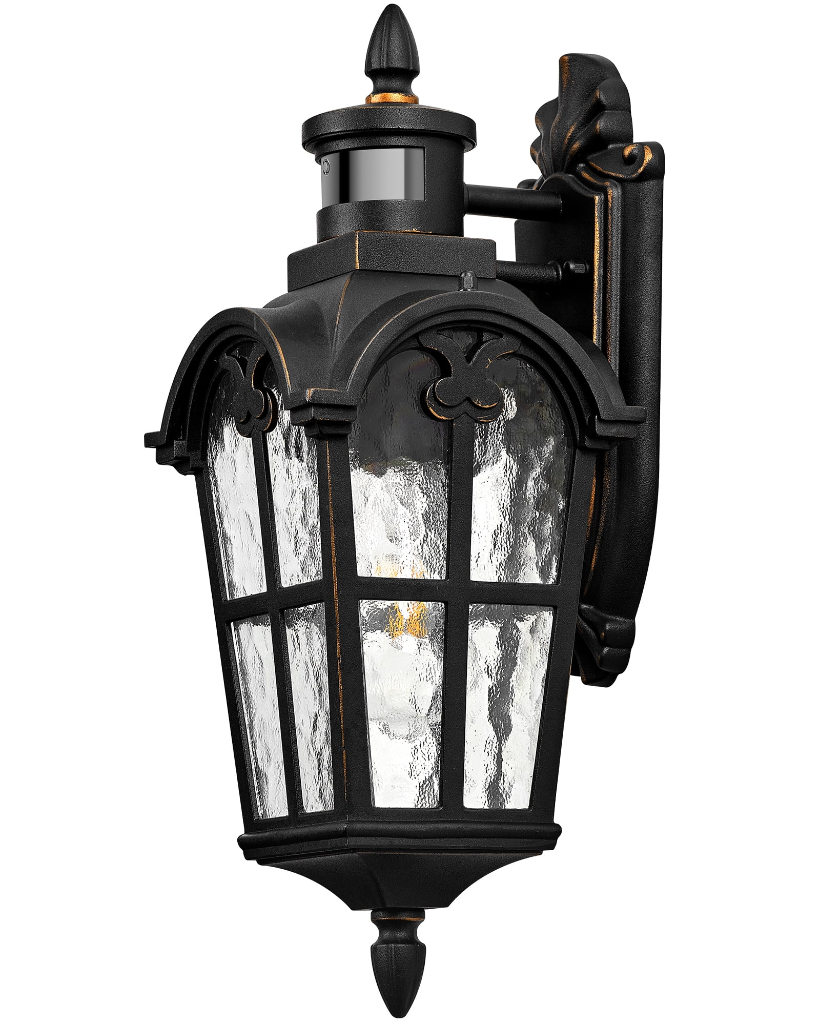 VIANIS Motion Sensor Outdoor Lights, Outside Wall Lights Black with Gold Trim, Waterproof Dusk to Dawn Outdoor Lighting, Exterior Lighting Fixtures for House, Patio, 2 Pack 16.4" H