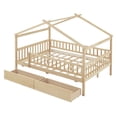 thumbnail image 6 of Full Size Wooden House Bed With Two Drawers, Natural, 6 of 9
