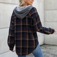 thumbnail image 4 of GigrtiJin Women's Plaid Color Block Hoodies Long Sleeve Button down Hooded Coat Fashion Casual Jackets with Pocket, 4 of 7
