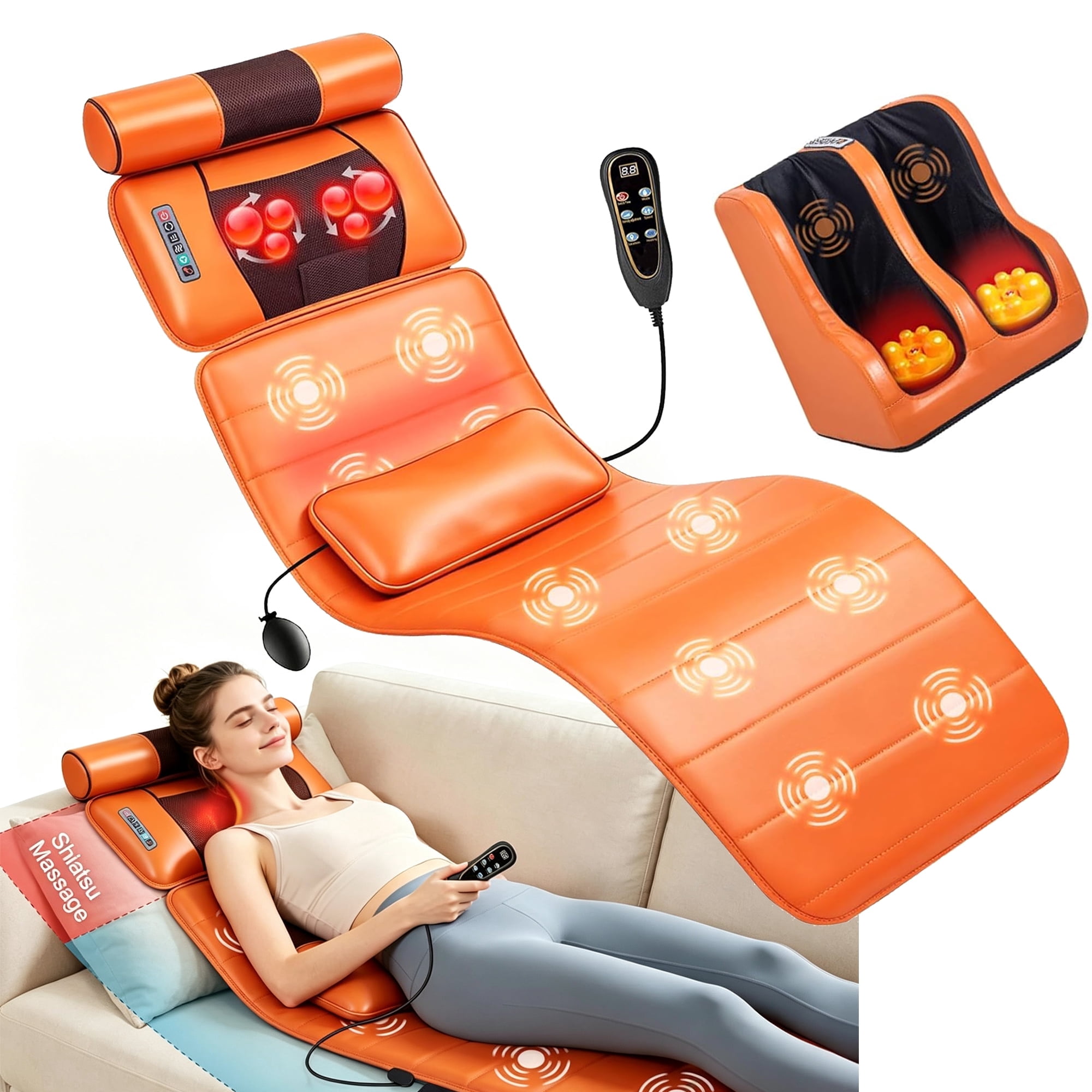 COSITTE Shiatsu Full Body Massage Mat with Heat, Kneading & Vibration for Back Pain Relief, Home Office Use