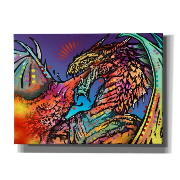 Epic Graffiti 'Dragon Fire' by Dean Russo, Canvas Wall Art, 54"x40"