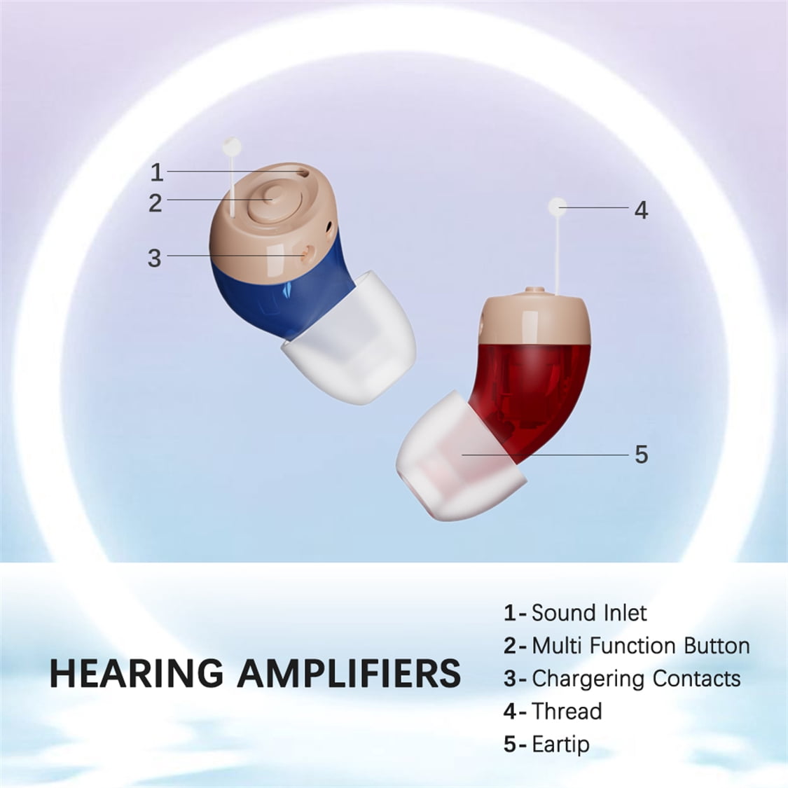 Jinghao Personal Sound Amplifier Product  CIC for Ears for Seniors Adults with Rechargeable Charging Box