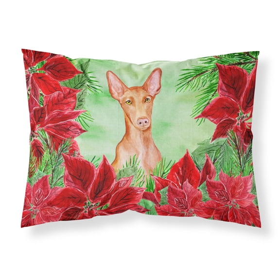 Pharaoh Hound Poinsettas Fabric Standard Pillowcase
