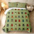 thumbnail image 2 of Erosebridal Vintage Beetles Bed Spread Queen,Lovely Nature Wildlife Theme Queen Coverlet Set,Green Red,3-Piece,1 Quilt and 2 Pillowcases, 2 of 7