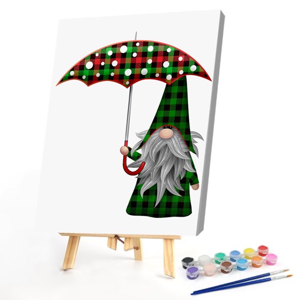 Cuadros Decorativos Juego de pintura al óleo de gnomo de Navidad por números dibujo de lienzo Kit de imagen para colorear DIY Likrtyny embutido en tela