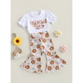 thumbnail image 3 of Bagilaanoe 2pcs Toddler Baby Girl Long Pants Set Letter Print Short Sleeve T-Shirts Tops + Floral Flared Trousers 1T 2T 3T 4T 5T 6T Kids Casual Outfits, 3 of 8