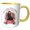 Yellow/White, variant on 3drose, Black Belgian Sheepdog in a Red Holiday Chair for Christmas, 15oz Two-tone Red Mug