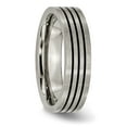 thumbnail image 4 of Titanium Satin and Polished Black Enamel Striped 6mm Flat Band, 4 of 7