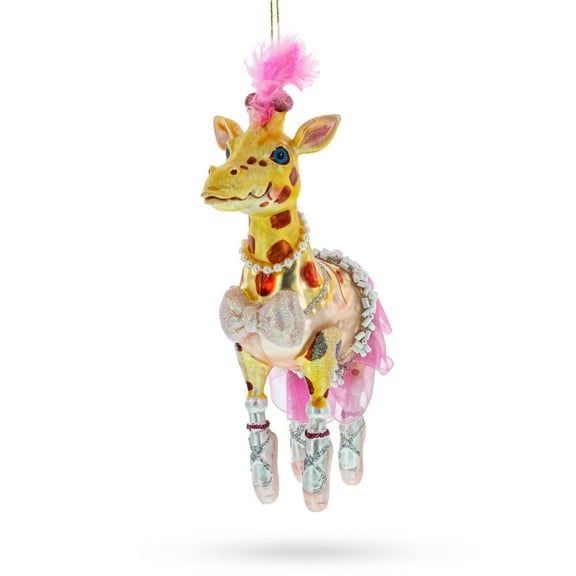 Twirling Giraffe Ballerina Glass Christmas Ornament