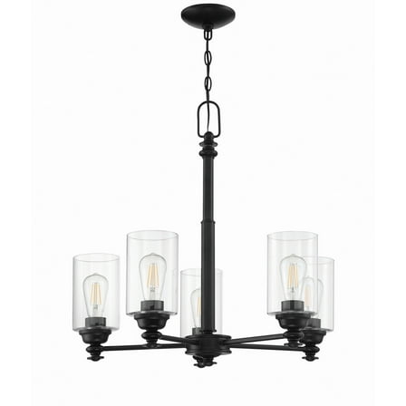 Craftmade  Danbury Chandelier - 5 Flat Black (Clear Glass)