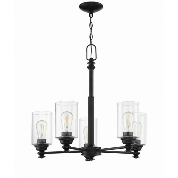Craftmade  Danbury Chandelier - 5 Flat Black (Clear Glass)