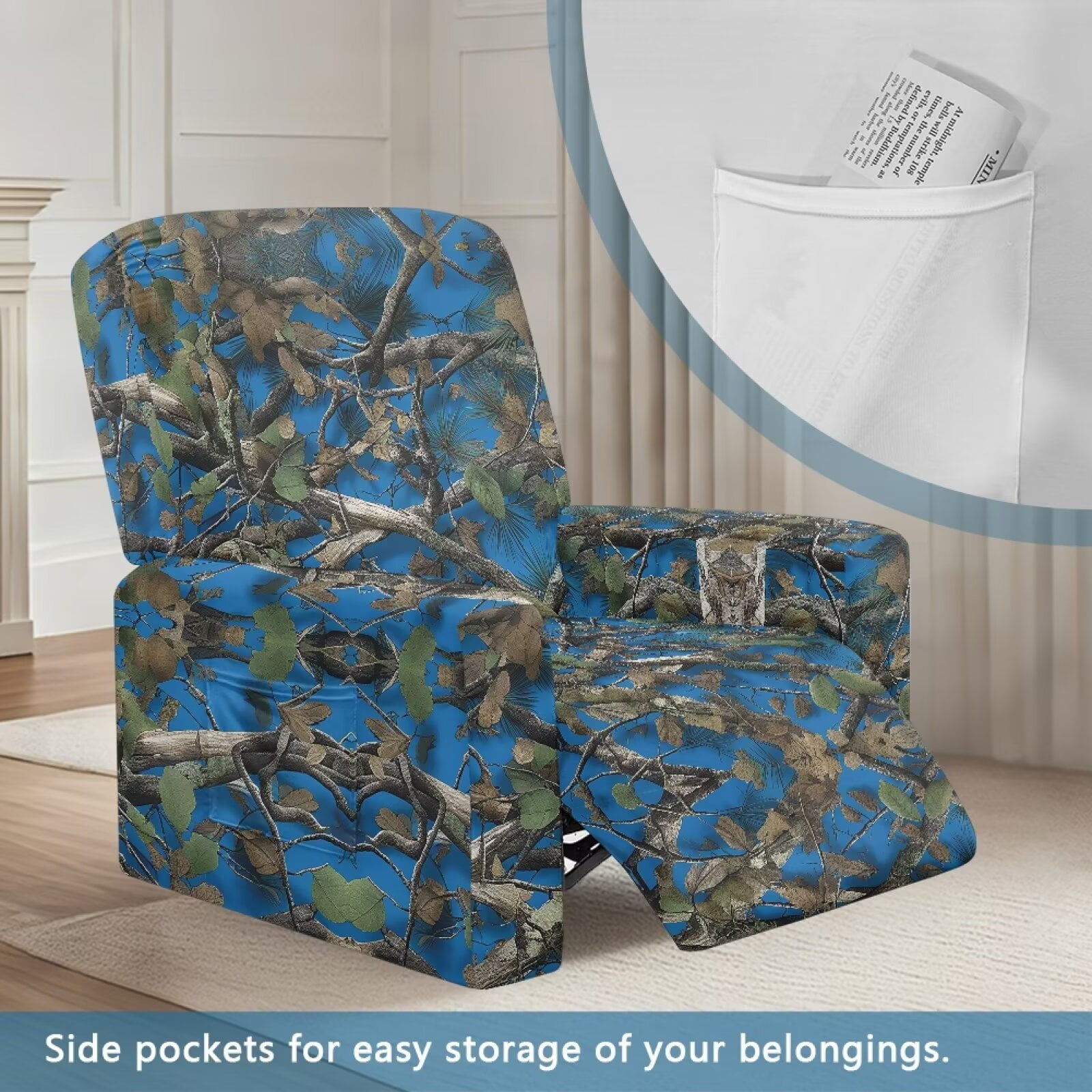 Yuyamidu Camo Lazy Boy Recliner Covers 4 Piece Hunting Recliner Sofa Slipcovers with Pocket Washable Soft Lazyboy Cover for Recliners Chair Home Decor Gift for Holiday