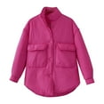 thumbnail image 3 of Swuxness Women's Casual Fall Jacket, Women Long Sleeve Coat, Women's Solid Color Small Comfortable Pattern Button Down Puffer Jacket with Pockets for Ladies Hot Pink, XXXL, 3 of 5