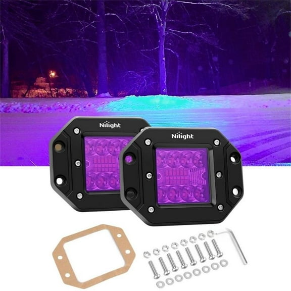 Flush Mount LED Light Pods 2Pcs 42W Purple Upgraded Spot Flood Combo Bumper Driving Decoration Neon Light Bar off Road Lights for ATV UTV SUV Boat