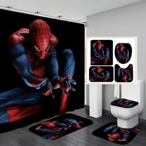 Spider Shower Curtain, Bathroom 4 Pieces Set Toilet Lid Cover and Bath Mat, Non-Slip Rugs, Durable and Waterproof, for Bathroom Decor Set, 72" x 72"