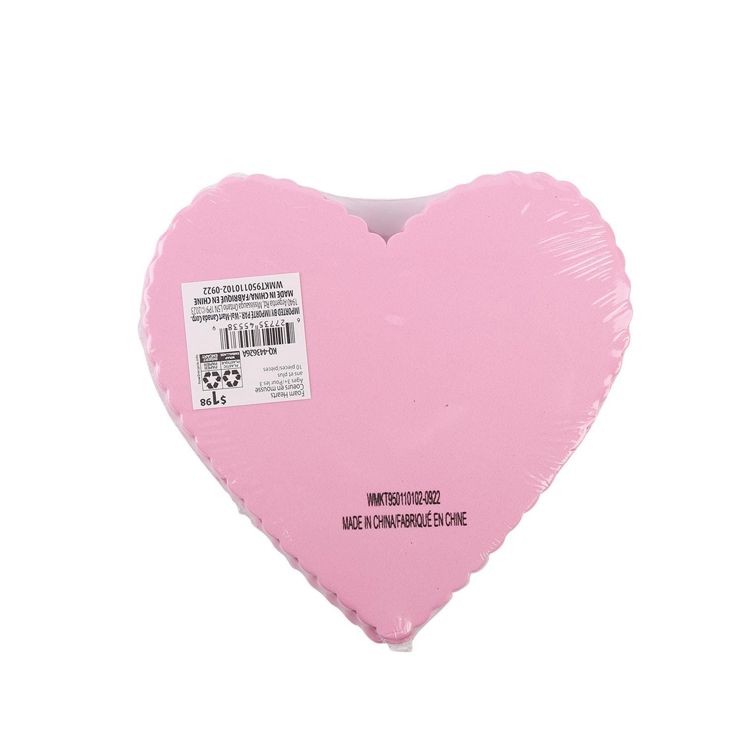 10 FOAM HEARTS PINK