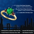 thumbnail image 2 of Gem Stone King 10K Yellow Gold Green Nano Emerald and Red Rhodolite Garnet Engagement Ring for Women | 2.24 Cttw | Oval 9X7MM | Gemstone May Birthstone | Size 7, 2 of 6