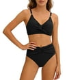 thumbnail image 6 of Brnmxoke Bikini Swimsuits Women High Waisted Push Up Twist Front Spaghetti Straps Ruched Two Piece Bathing Suit Black,XL, 6 of 7