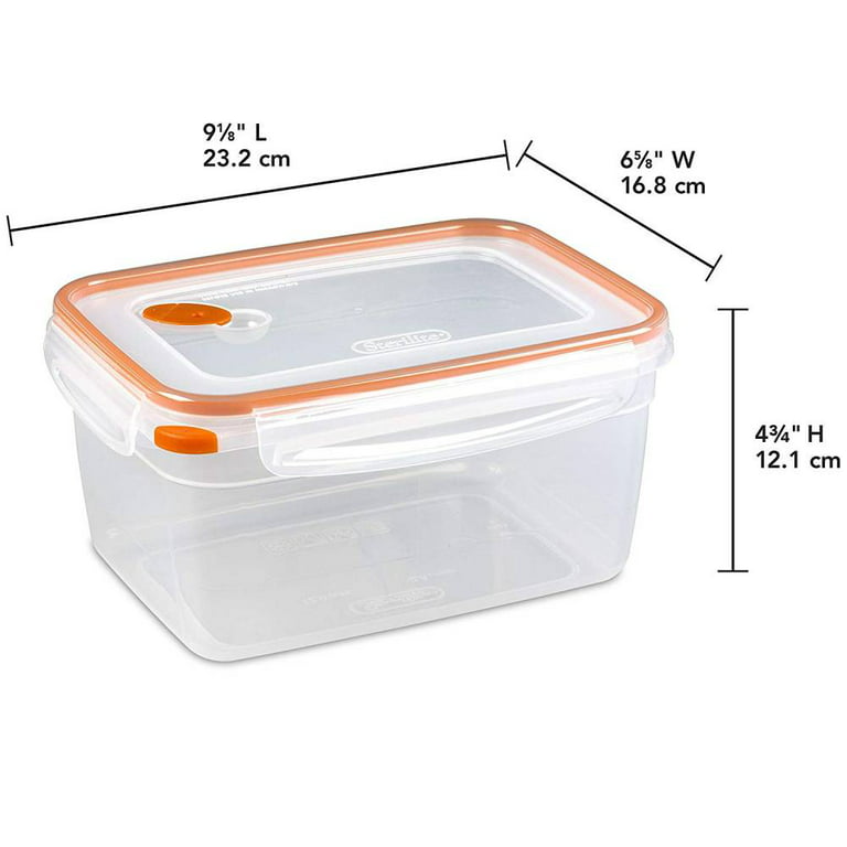 Sterilite Food Storage Container 12 Cups Rectangle UltraSeal Clear 0323,  2-Pack