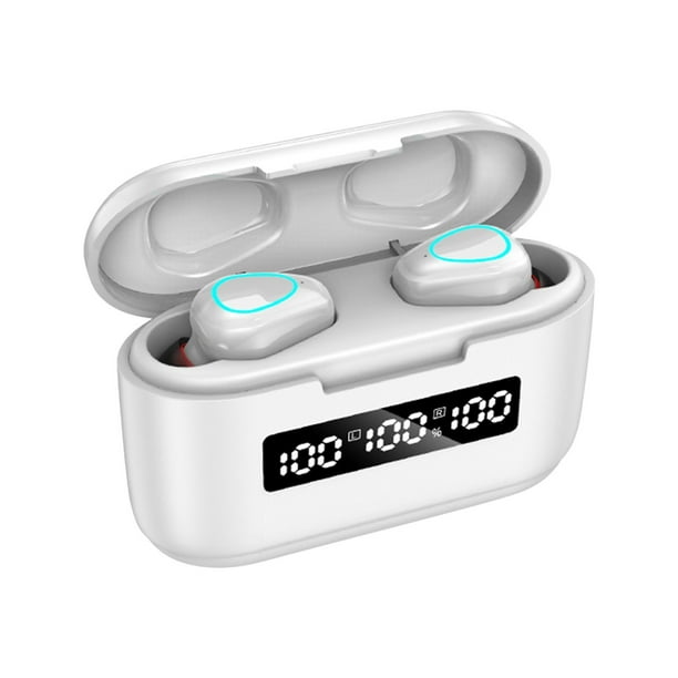 Auriculares Bluetooth, TWS con pantalla digital LED, control táctil, Bluetooth 5.1, alta fidelidad, 1200 mAh, batería de carga, IPX5.
