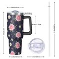 thumbnail image 2 of 40oz Pioneer Flower Floral Print Pattern Insulated Tumbler with Handle, BPA-Free Leak Proof Lid and Straws, Double Wall Vacuum, Hot 12h/Cold 34h, 2 of 6