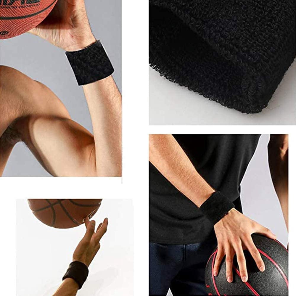 Lot De 4 Bracelets De Sport – Coton épaissi, Antidérapants, Absorbants Et Séchage Rapide, Pour Tennis, Basket, Gym, Fitness, Unisexes