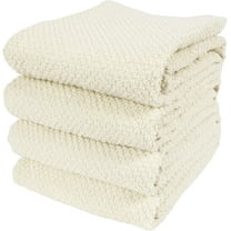 KAF Home Deluxe Kitchen Towels Set, Popcorn Terry Dish Towels, 18” x 28”, Alabaster, 4 Pack