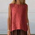thumbnail image 6 of Craaazy Women Casual Sleeveless Tank Top, Solid Color Loose Fit Round Neck Vest, High Low Hem Asymmetric Top for Daily Wear Gifts, 6 of 7
