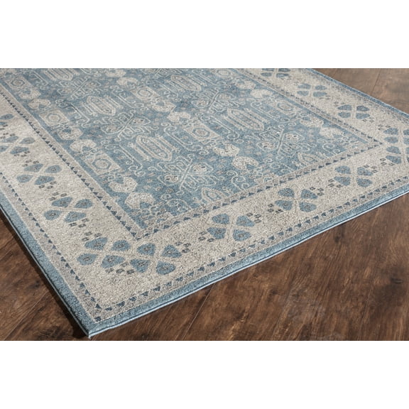 Rugs America Estelle Collection Seafoam Ivory ET150A Transitional Oriental Area Rug 4' x 5'7"