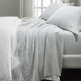 thumbnail image 5 of Superior Chloe 100% Cotton Percale Linen Texture Bed Sheet Set, King, Silver, 5 of 12