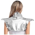 thumbnail image 2 of Kaerm Womens Shiny Metallic Gothic Shoulder Armor Cosplay Jacket Shrug for Halloween Rave Party Silver M, 2 of 5