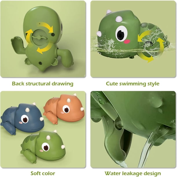 FAYOGOO Lot de 4 jouets de bain à remonter pour bébé de 6, 12, 18 mois, jouets pour bébé de 1 à 3 ans, baignoire de piscine avec rangement