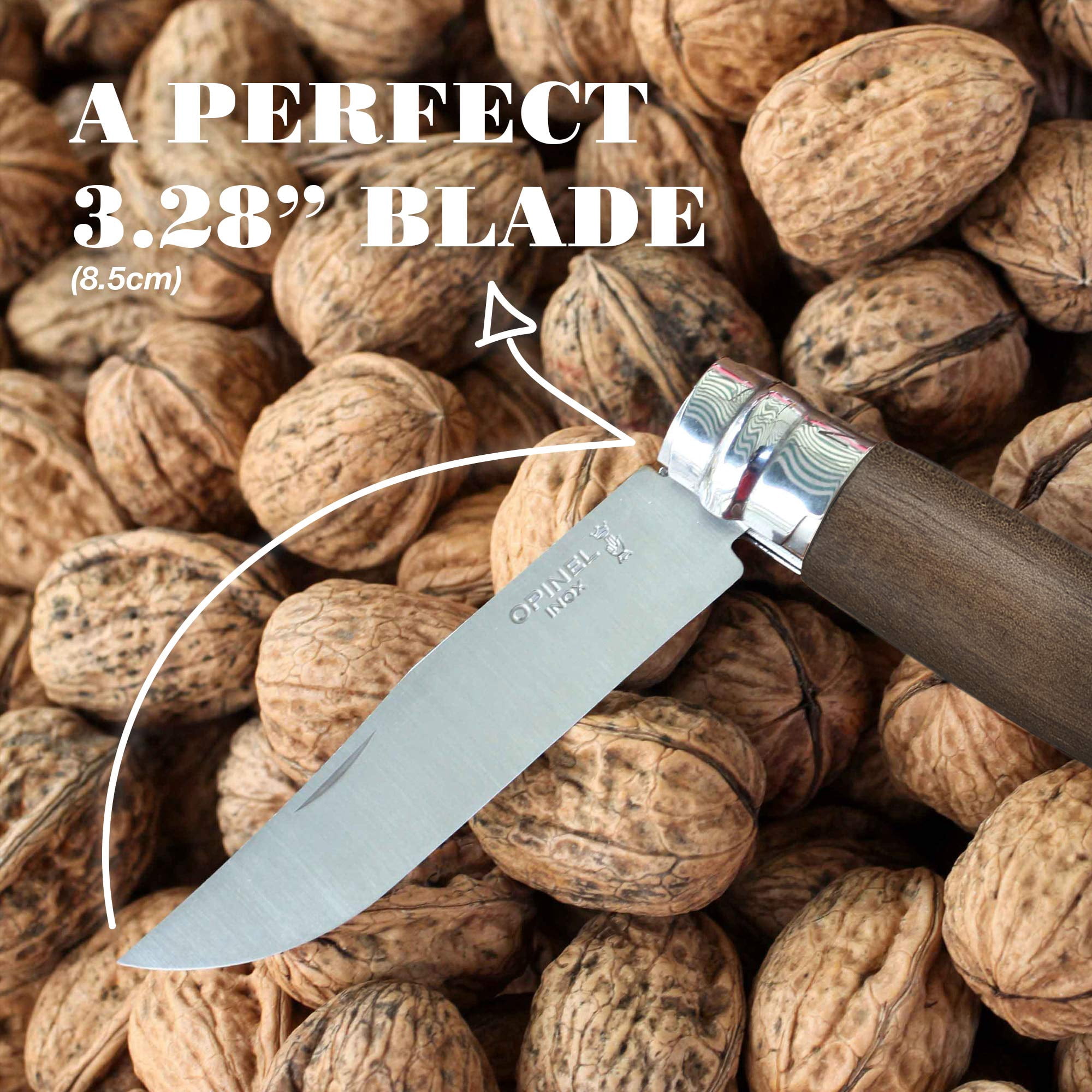 Opinel 328625 No.08 Stainless Steel Folding Knife - Walnut Wood
